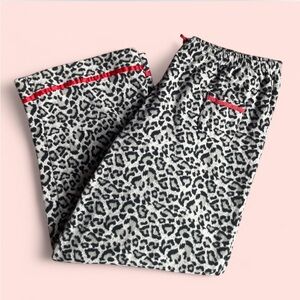 Leopard Print Pajama Pants with Red Accents
